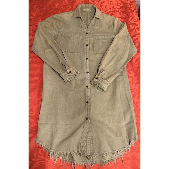 Francis Cabrel Women's Collared Pockets Midi Button Shirt Dress Green Size S - Picture 1 of 4